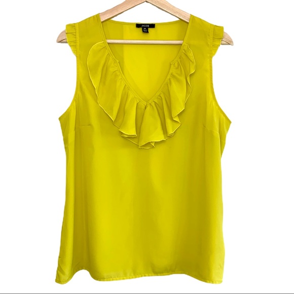 Jacob Ruffled V Neck Tank in Yellow